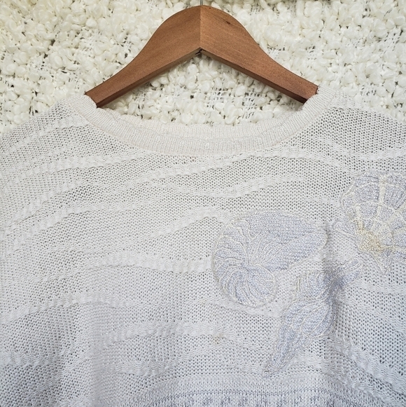 Vintage grandmacore cottagecore knit mermaid short sleeve sea medium large - Picture 11 of 12